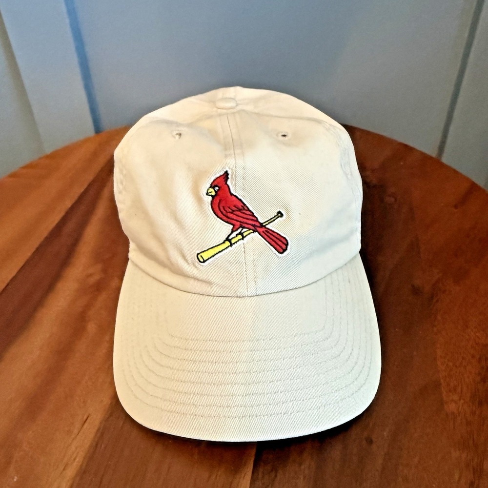 Vintage Y2K St‎ Louis Cardinals Redbird Strapback Hat Beige MLB Cap OSFA